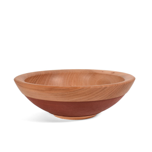 American Handmade 12" Reclaimed Two-Tone Wood Bowl, Sycamore with Red