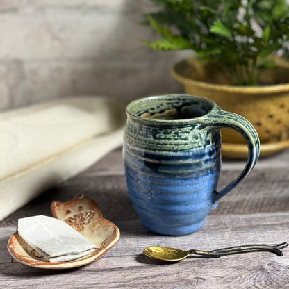 American Handmade Small Barrel Mug by Holman Pottery, Smoky Blue