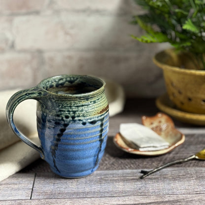 American Handmade Small Barrel Mug by Holman Pottery, Smoky Blue