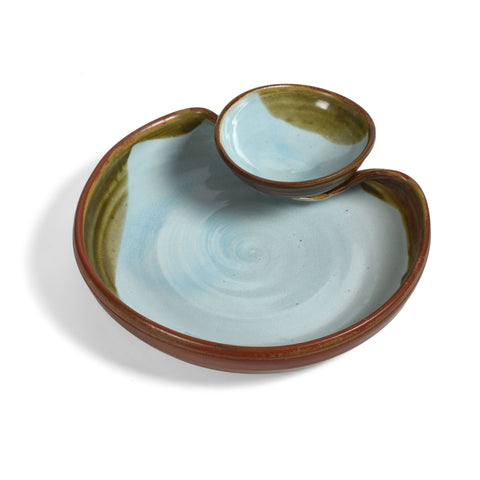 Small Chip & Dip Bowl by Holman Pottery, Robin's Nest Blue, Each One Varies