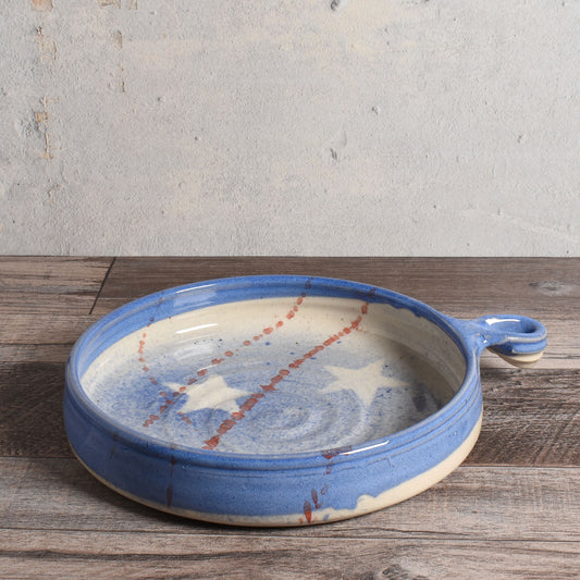 Holman Pottery Stars & Stripes 8" Round Nacho Plate Baking Dish