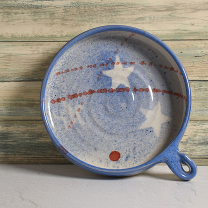 Holman Pottery Stars & Stripes 8" Round Nacho Plate Baking Dish