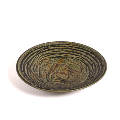 Holman Pottery Oil Dipping Dish with Textured Interior for Grating, Eco Ash Glaze, Each One Unique