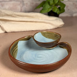 Small Chip & Dip Bowl by Holman Pottery, Robin's Nest Blue, Each One Varies