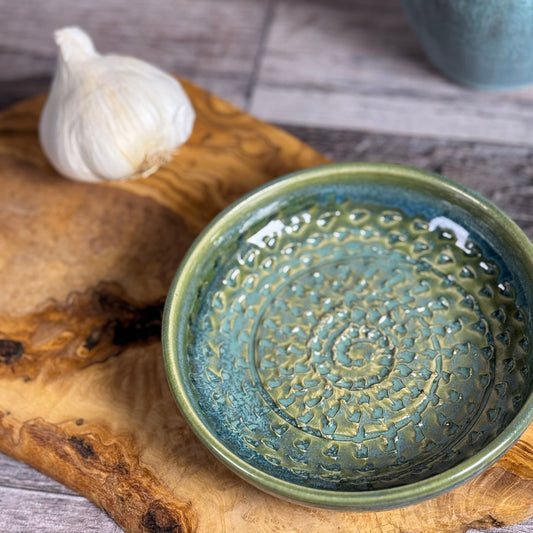 Holman Pottery Garlic Grater Dipping Bowl Combo