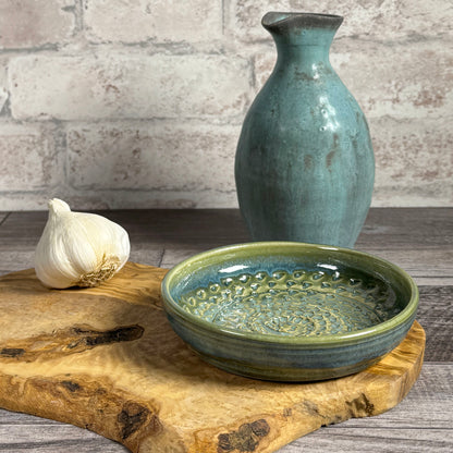 Holman Pottery Garlic Grater Dipping Bowl Combo