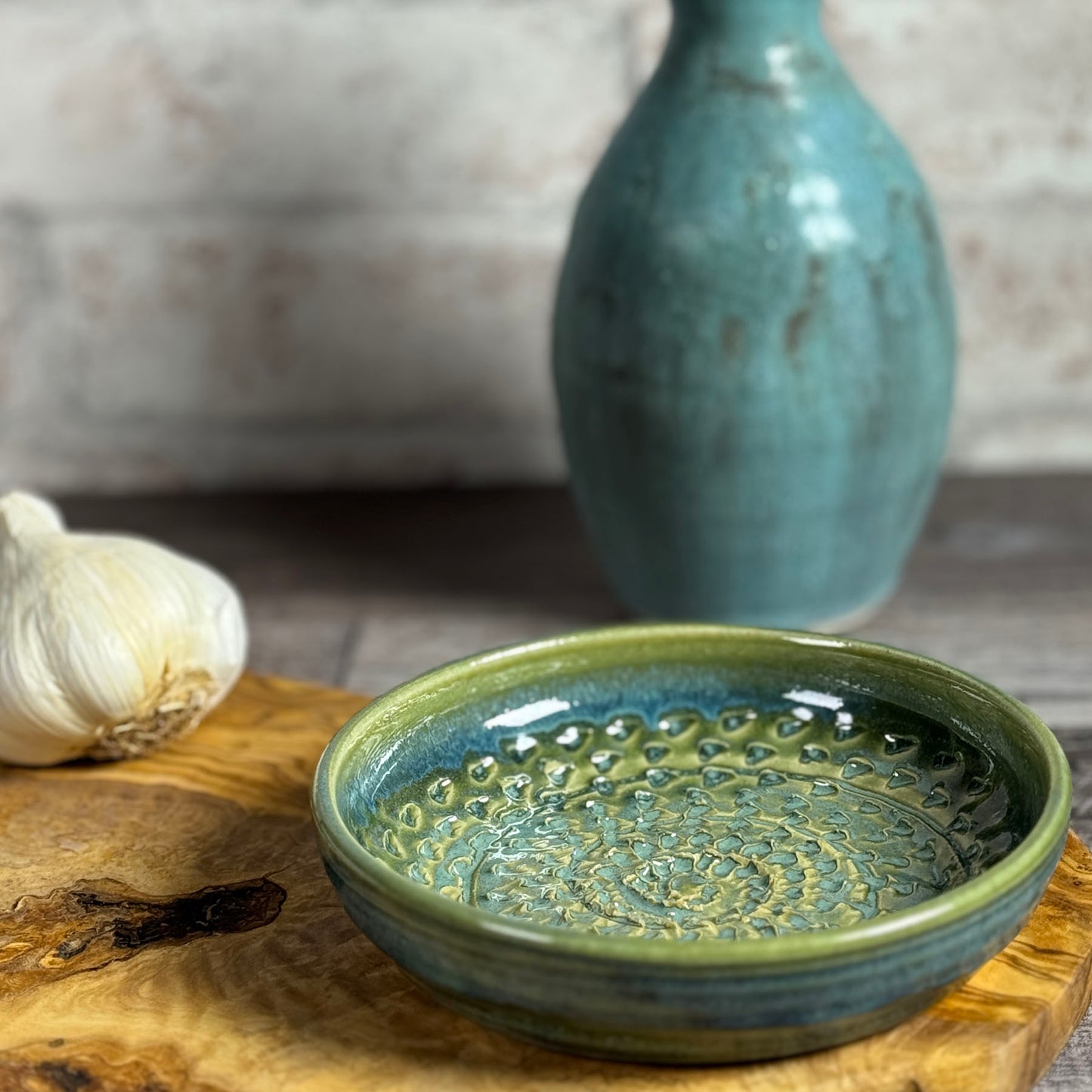 Holman Pottery Garlic Grater Dipping Bowl Combo