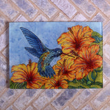 Tropical Hummingbird by Stephanie Kiker Tempered Glass Cutting Board Serving Tray
