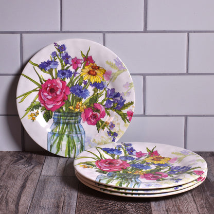 Bamboo Table Jars of Sunshine 8-1/4" Salad Plates, Set of 4, Made of Eco-Friendly Bamboo Composite