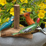 African Hand Painted Bird Trio Wooden Ornament