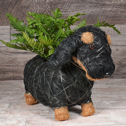 Dachshund Coconut Fiber Dog Planter, Handmade in the Philippines