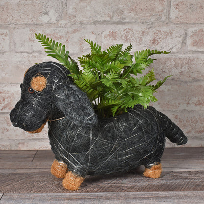 Dachshund Coconut Fiber Dog Planter, Handmade in the Philippines