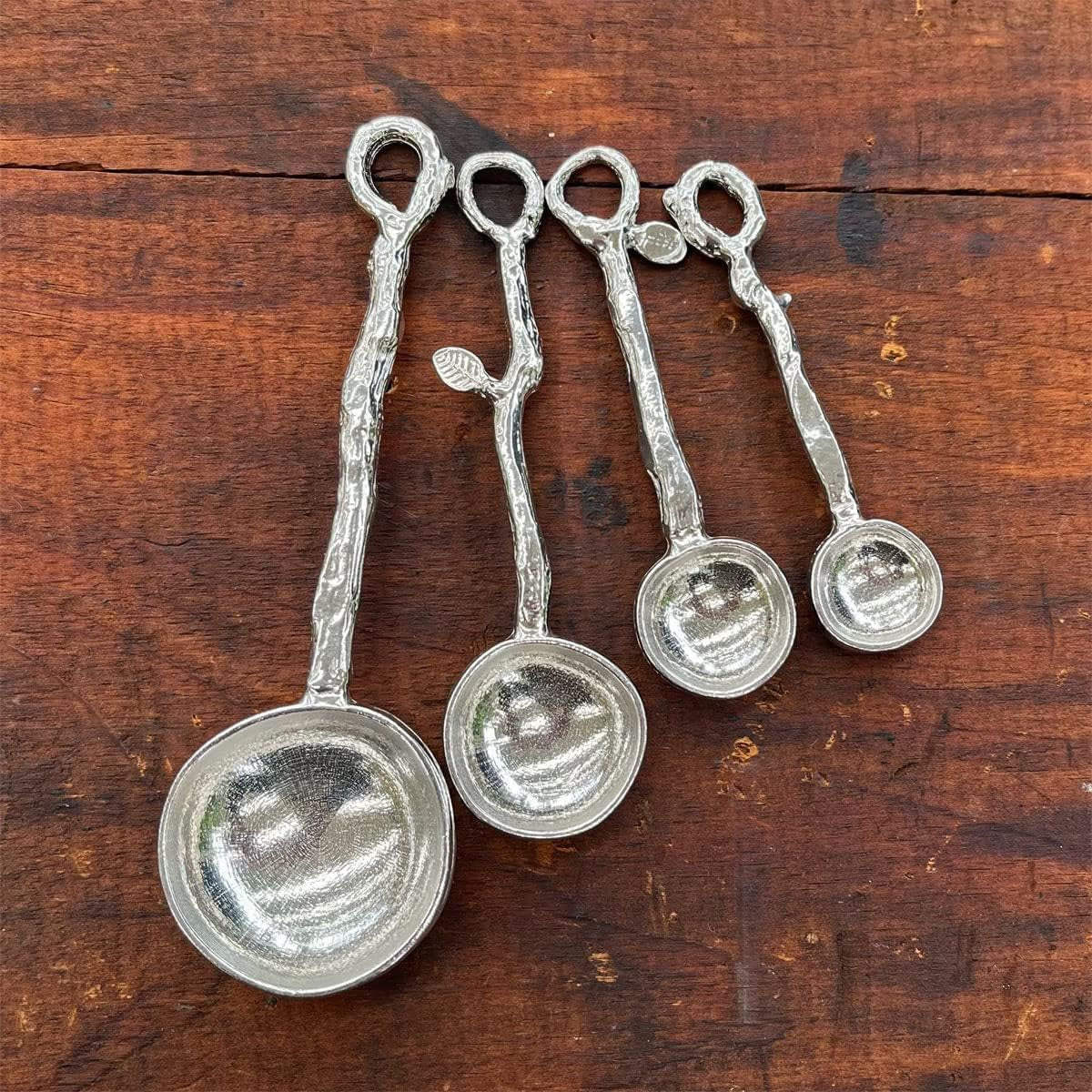Crosby & Taylor Twig 4-piece Artisan Pewter Measuring Spoon Set, Handmade in the USA