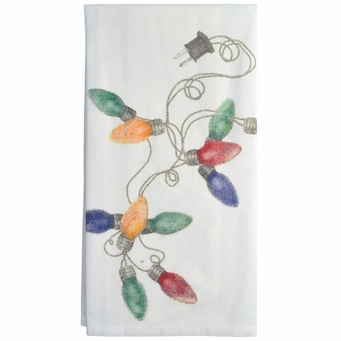 Montgomery Street Retro Christmas Lights Cotton Flour Sack Dish Towel