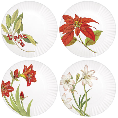 Mary Lake-Thompson Winter Flowers and Foliage 9" Melamine Plates, Set of 4