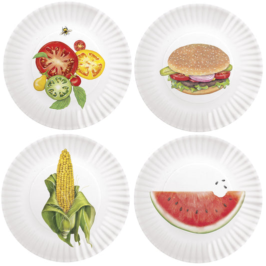 Mary Lake-Thompson BBQ Picnic 9-inch Melamine Plates, Set of 4