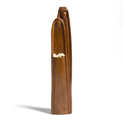 Modern Sandalwood and Bone Nativity Figurine, Hand Carved in Mozambique