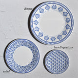 Merritt Designs Savannah 6" Melamine Saucer Appetizer Bread Plate, Blue/White, Set of 6