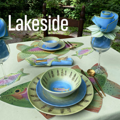 Merritt Lakeside Trout by Carole Shiber 8-1/2" Melamine Salad Plate, Set of 6