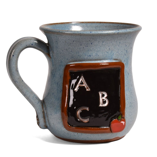MudWorks Pottery ABC Chalkboard Teacher Recognition Mug, Barrington Blue