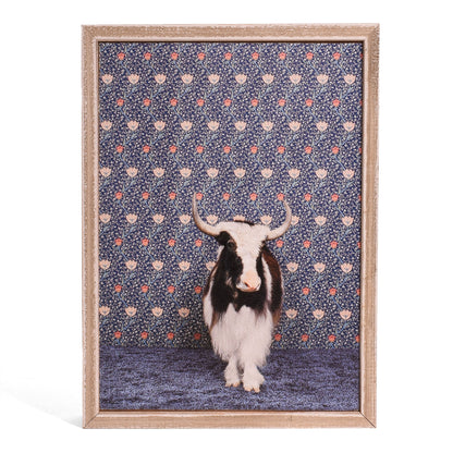 Yak on Blue Floral by Catherine Ledner 5" x 7" Mini Framed Canvas Wall Art