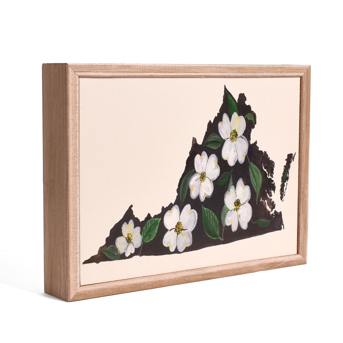 Virginia Dogwood Map by Shannon Newlin 7" x 5" Mini Framed Canvas Wall Art