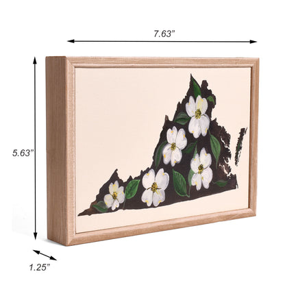 Virginia Dogwood Map by Shannon Newlin 7" x 5" Mini Framed Canvas Wall Art