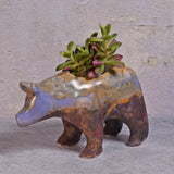 Naomi Nickerson Ceramics Small Bear Planter, Purple/Gold