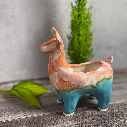 Naomi Nickerson Ceramics Small Llama Planter, Purple/Gold