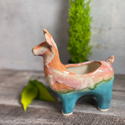 Naomi Nickerson Ceramics Small Llama Planter, Purple/Gold