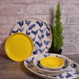 Nori's Wishes Studio Vintage Chickens Large Oval Platter, Blue/White