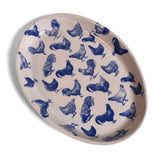 Nori's Wishes Studio Vintage Chickens Small Oval Platter, Blue/White