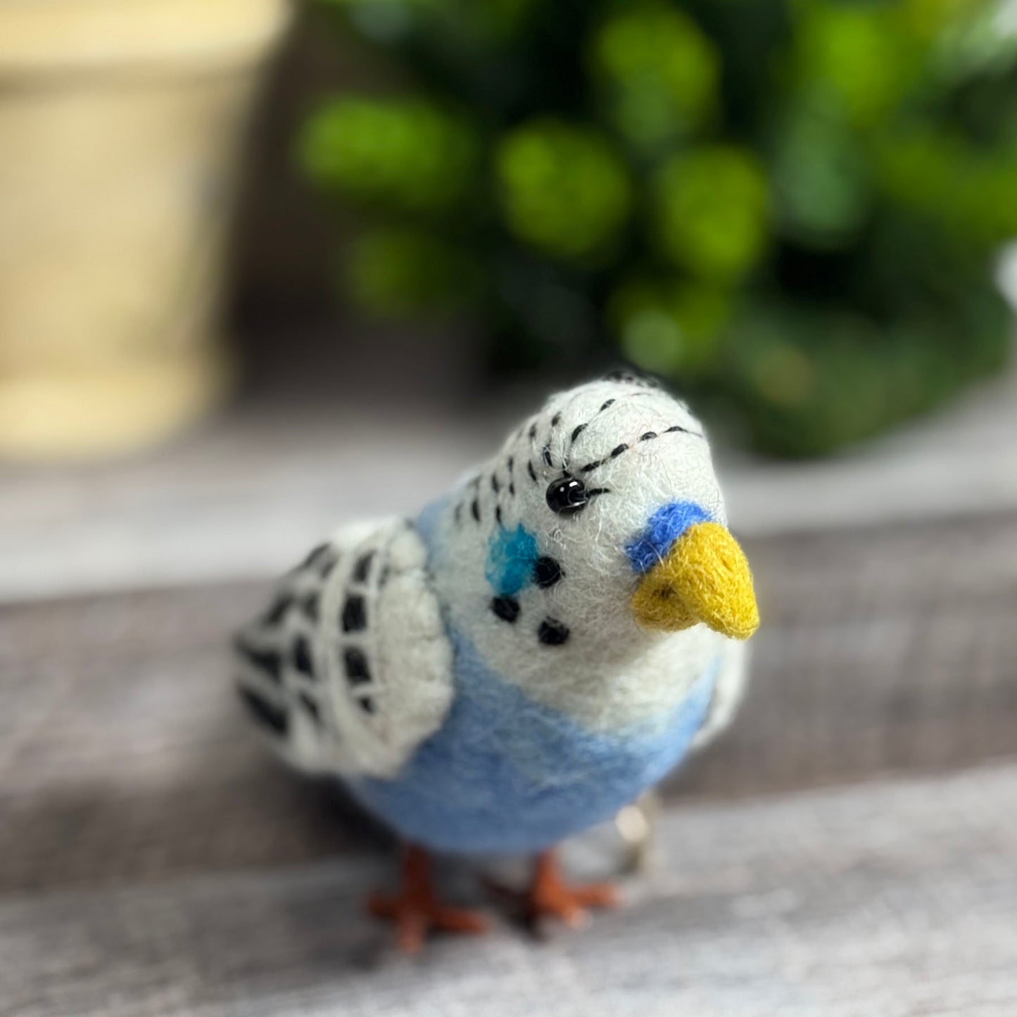Fair Trade Blue Parakeet Felted Wool Ornament, Handmade in Nepal