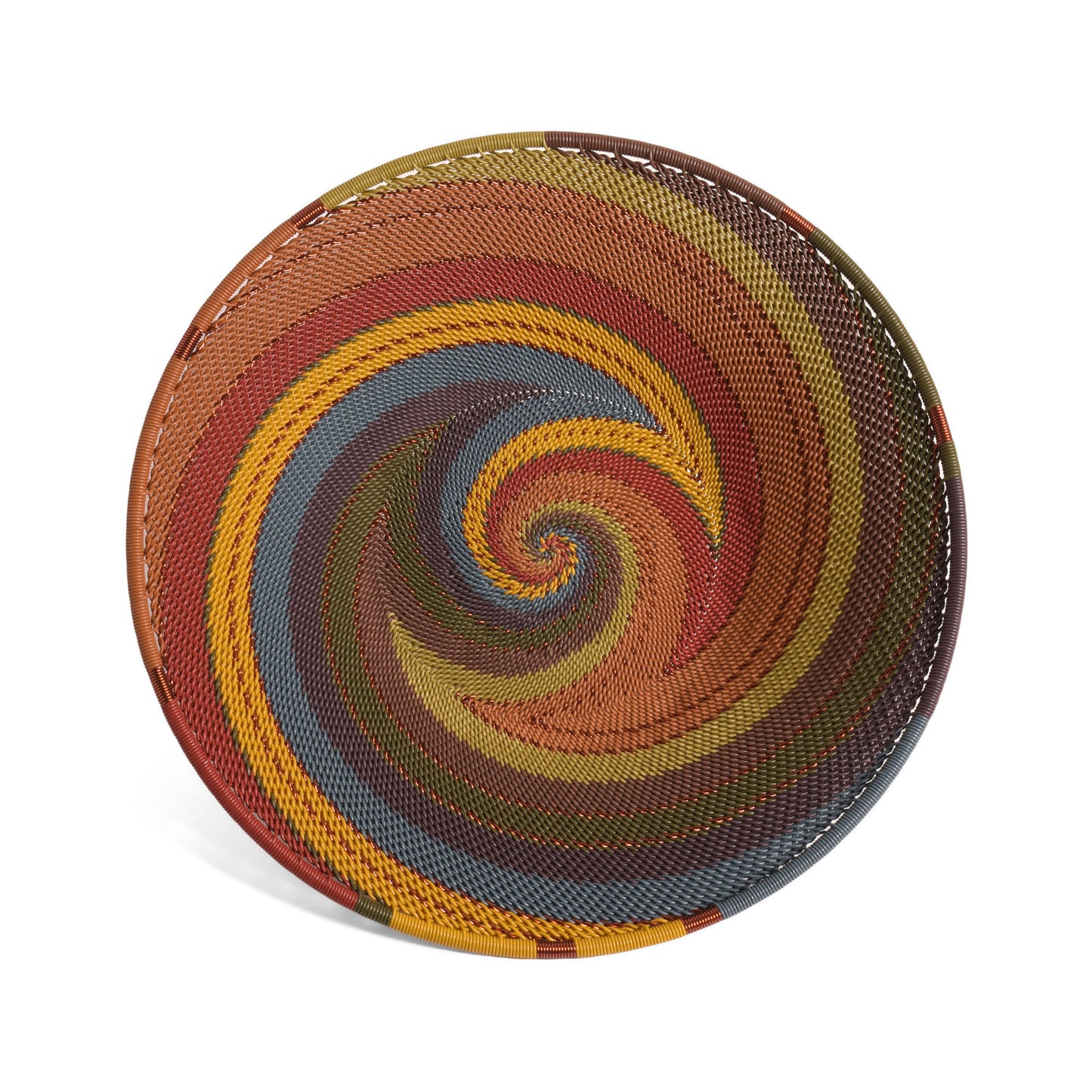 Fair Trade Handwoven Zulu Telephone Wire 9" Platter Basket, Painted Desert Colors, Each One Varies