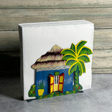 Handmade Tropical House Napkin Holder, Fair Trade Repurposed Steel Drum Art from Haiti