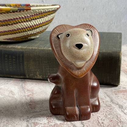 Handmade African Soapstone 4" Lion Figurine from Kenya