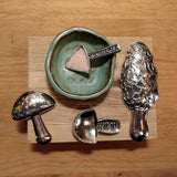 Mushrooms 4-Piece Pewter Measuring Spoon Set by Roosfoos, Handmade in the USA