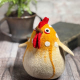 Fair Trade Felted Wool 6-1/2" Rooster Figurine, Handmade in Nepal