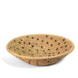 African Fair Trade Round Basket, Cream with Black Dots
