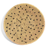 African Fair Trade Round Basket, Cream with Black Dots
