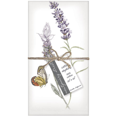 Montgomery Street Lavender Sprig with Butterfly Cotton Napkins, Set of 4