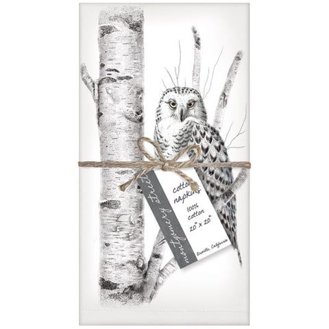Montgomery Street Owl on Birch Tree Cotton Napkins, Set of 4