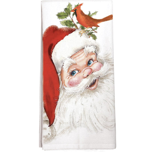 Retro Santa Cotton Flour Sack Dish Towel