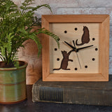 Sabbath Day Wood Cats at Play 8" Box Clock, Handmade in the USA of Cherry, Walnut, and Maple Wood