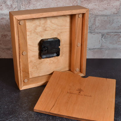Sabbath Day Wood Cats at Play 8" Box Clock, Handmade in the USA of Cherry, Walnut, and Maple Wood