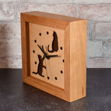 Sabbath Day Wood Cats at Play 8" Box Clock, Handmade in the USA of Cherry, Walnut, and Maple Wood
