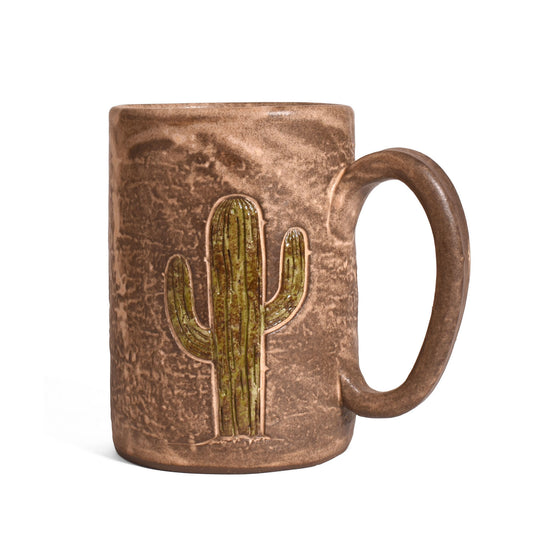 Saguaro Cactus Mug, Brown, Hand-Built American Pottery, Each One Unique