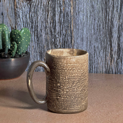 Saguaro Cactus Mug, Brown, Hand-Built American Pottery, Each One Unique