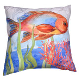 Sally Eckman Roberts Oceana Crab & Fish 17" Square Indoor Outdoor Throw Pillow