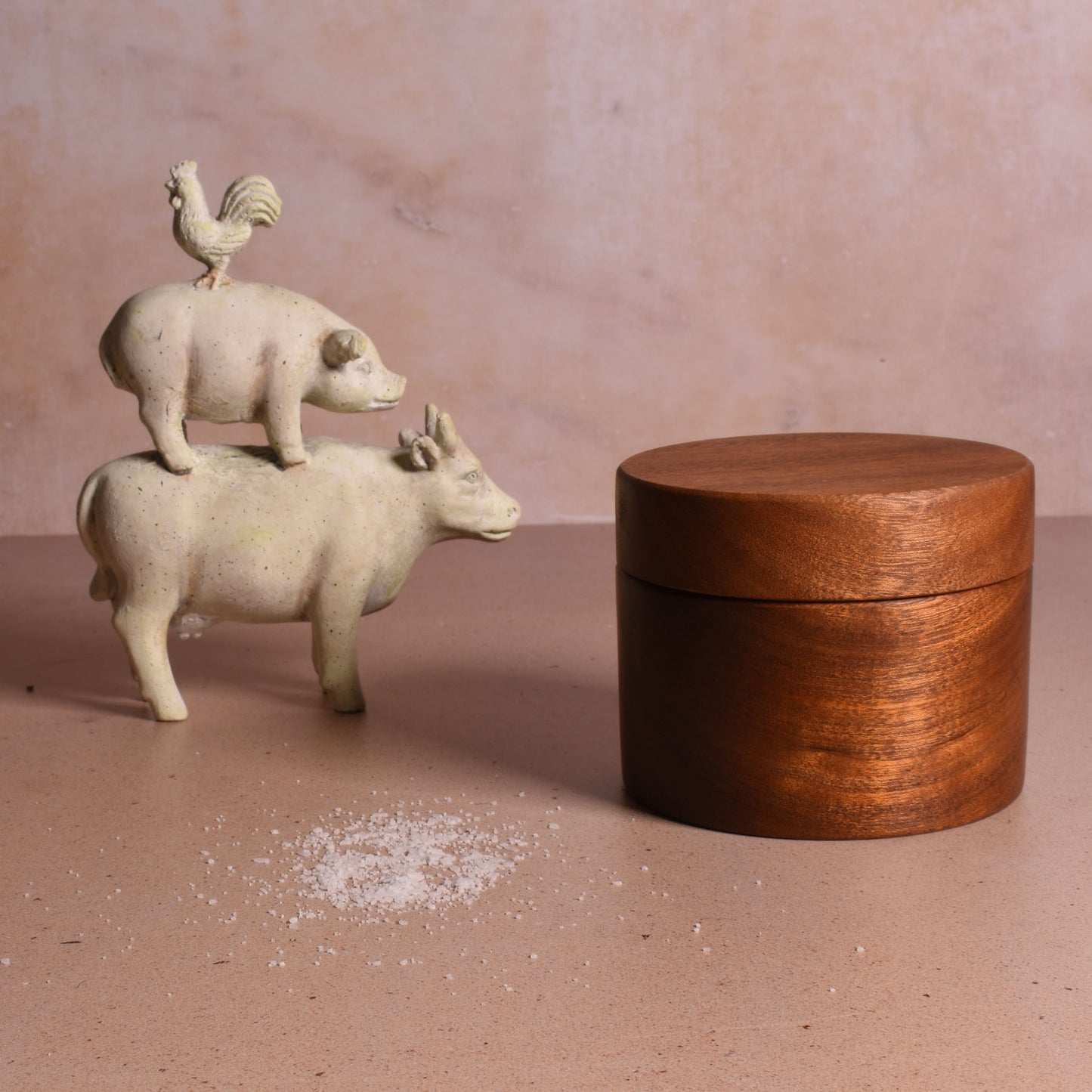 American Handmade Sapele Wood Salt Cellar with Magnetic Swivel Lid